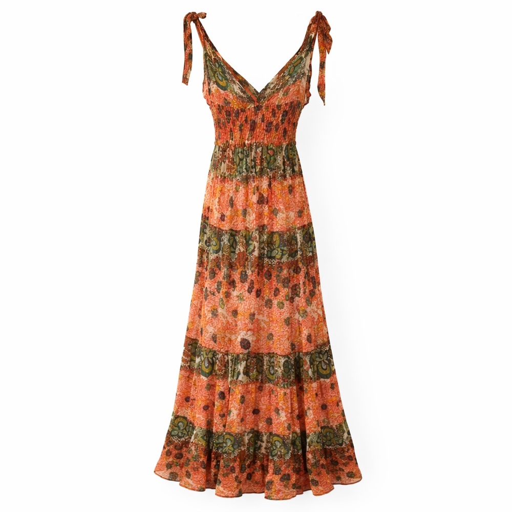 Floral Maxi Dress with Tie Straps